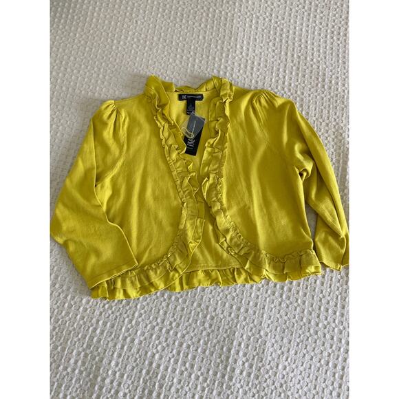 NWT INC Electric Sun Open Ruffle Cardigan Sz‎ PL - Picture 3 of 8